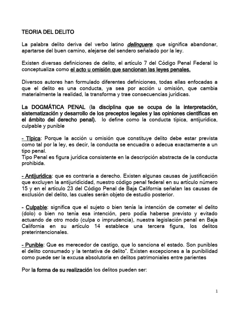 APUNTE 3 FUNDAMENTOS DE DERECHO PENAL Teoría Del Delito 2020-2 | PDF ...