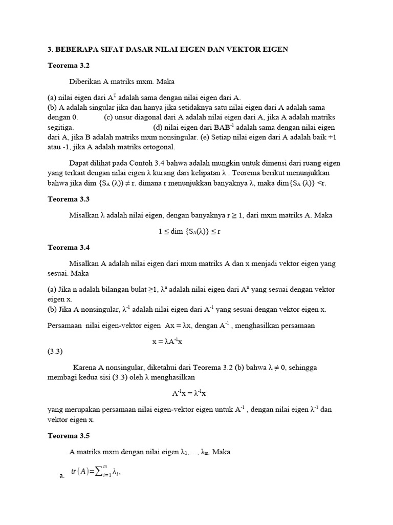 Sifat Dasar Nilai dan Vektor Eigen | PDF | Metode & Bahan Ajar