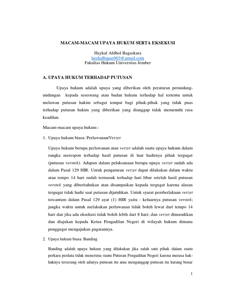 Upaya Hukum dan Eksekusi Putusan Pengadilan | PDF | Hukum