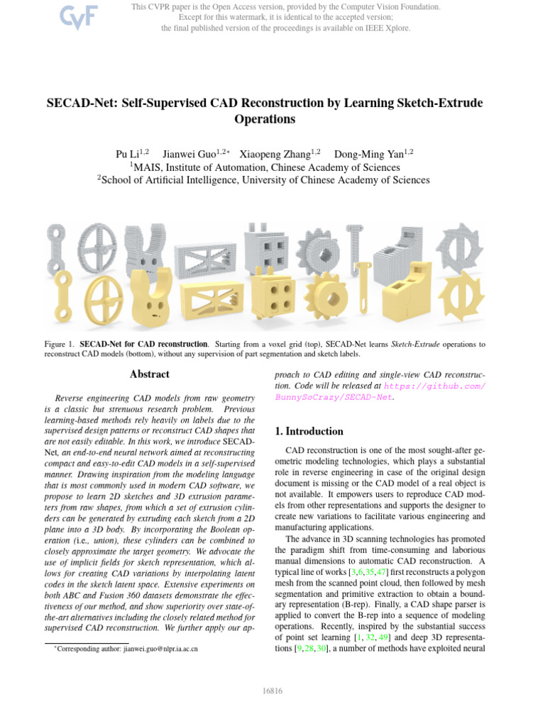 SECAD-Net: Self-Supervised CAD Modeling | PDF | Computer Aided Design