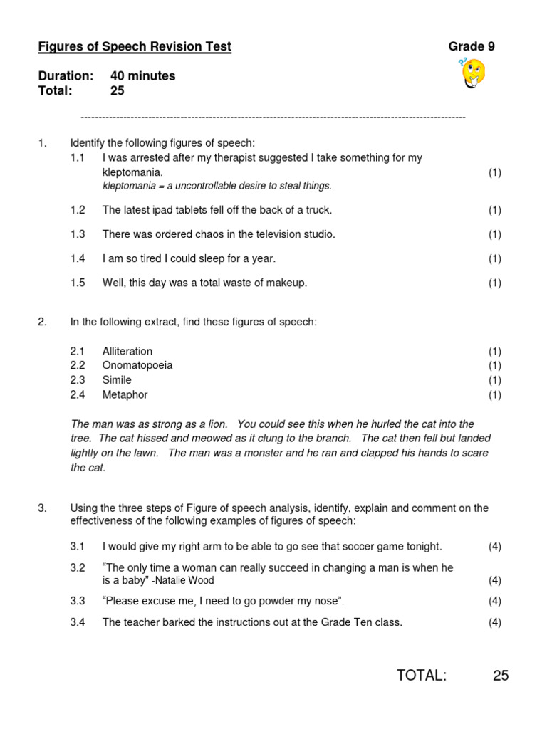 Grade 9 Figures of Speech Test | PDF