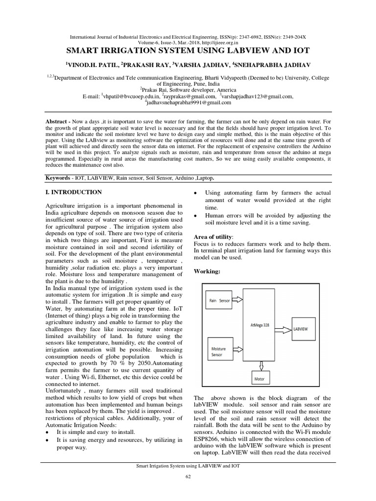 Smart Irrigation System Using Labview and Iot | PDF | Internet Of ...