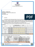 LETTER REQUEST For Science Fair Budget