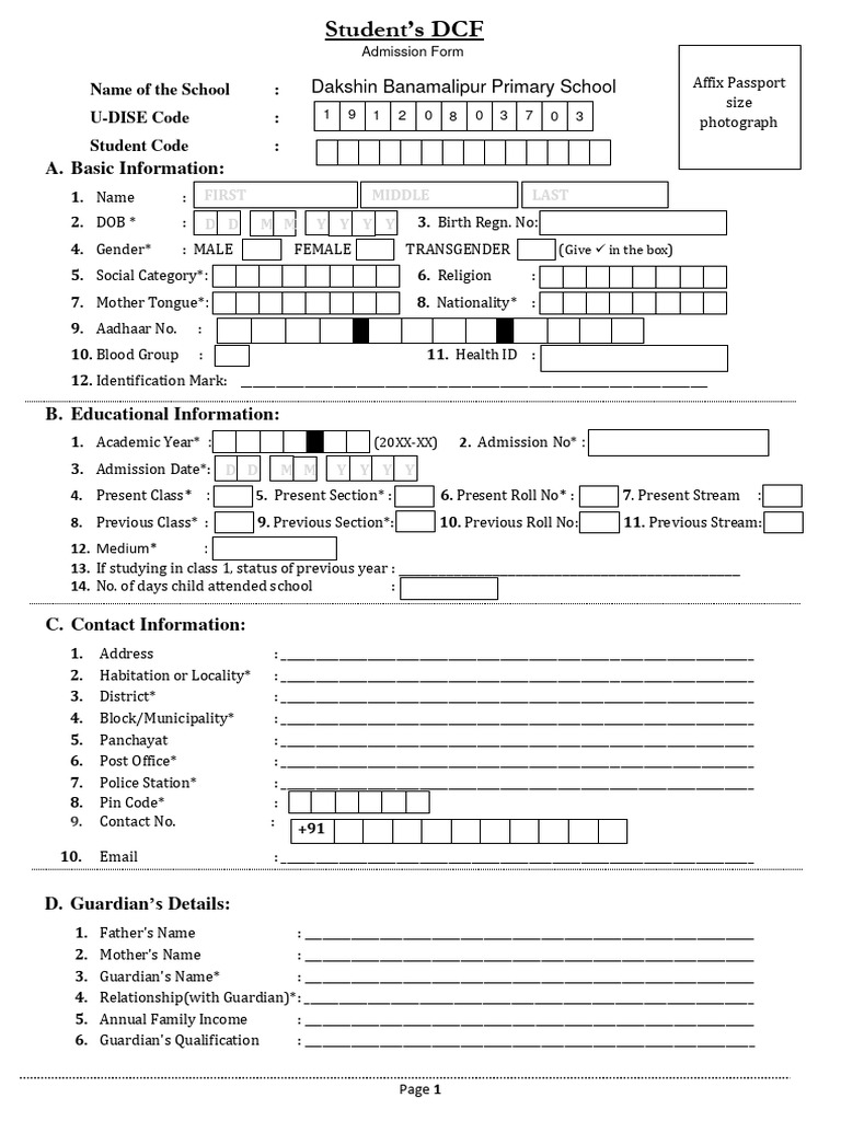 Student Admission Form Details | PDF | Justice | Crime & Violence