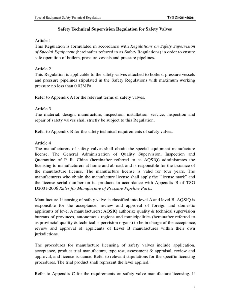Of Special Equipment (Hereinafter Referred To As Safety Regulations) in ...