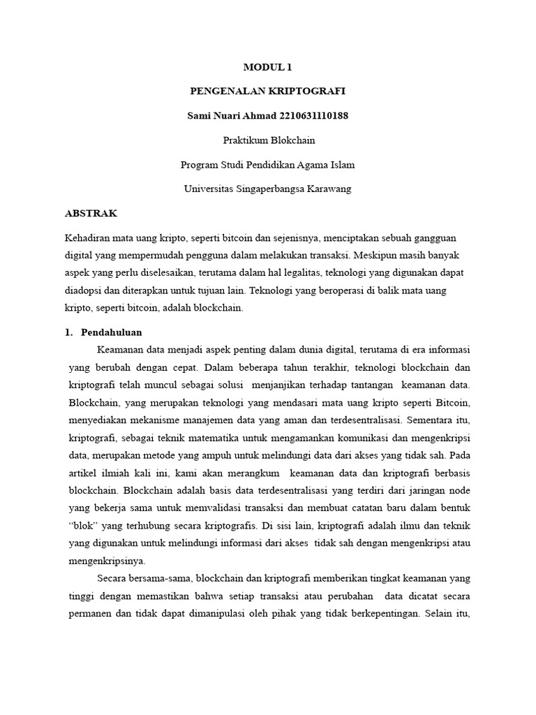Keamanan Data dengan Blockchain dan Kriptografi | PDF