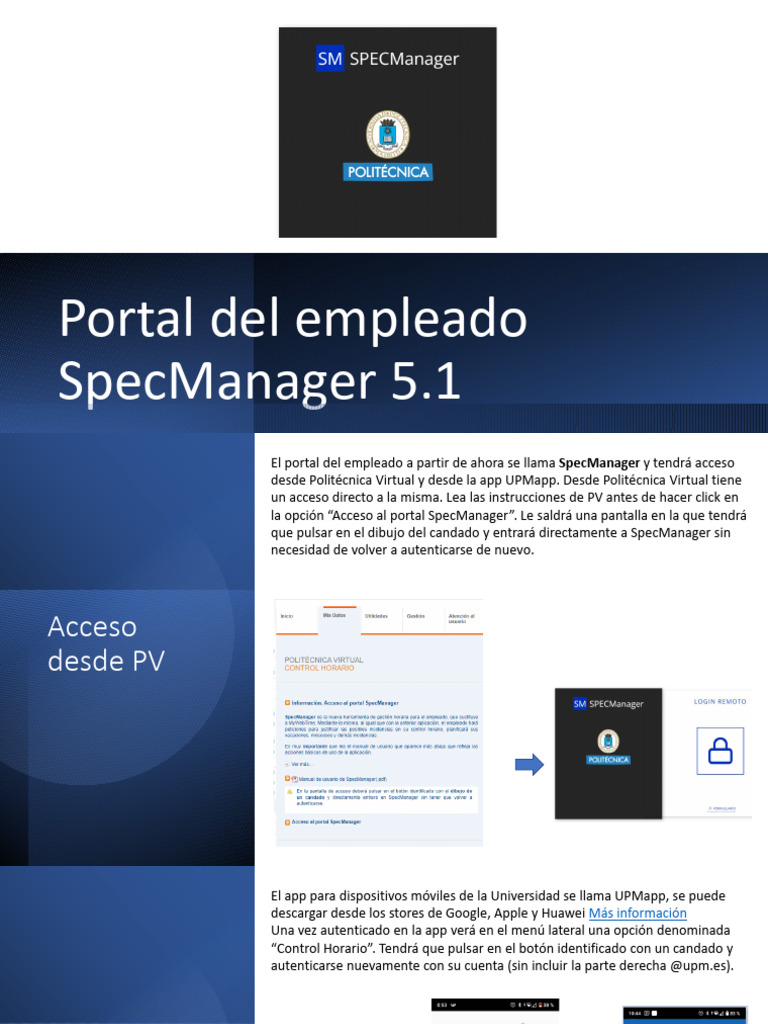 Acceso y Funciones de SpecManager | PDF | Aplicación movil | Software