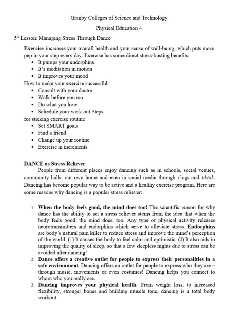 Picture Idea: Stress Relief Through Dance Techniques Pdf Dances