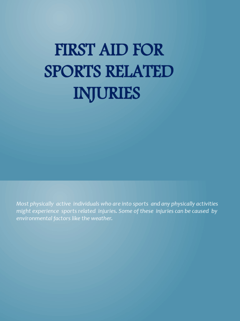 First Aid For Sports Related Injuries PDF