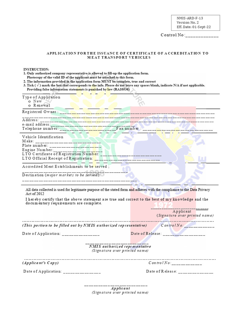 NMIS Application for Vehicle Accreditation | PDF | Business | Computers
