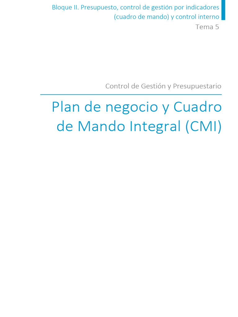 Plan de Negocio y Cuadro de Mando | PDF | Plan de negocios | Presupuesto
