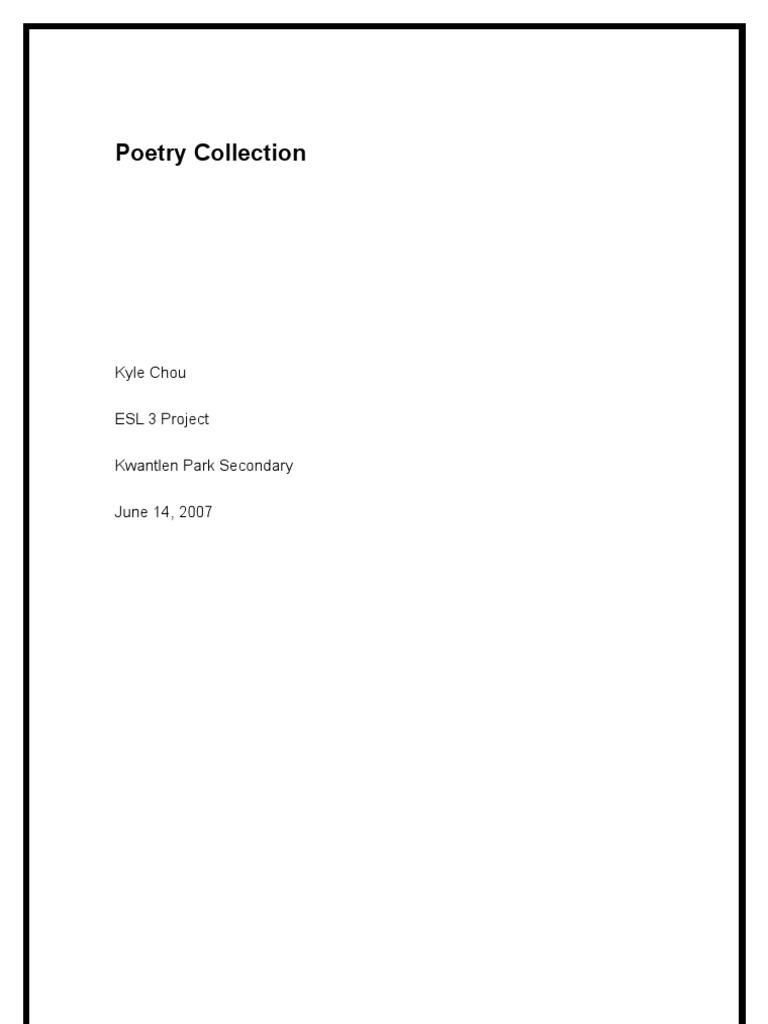 Kyle Chou's Poetry Collection | PDF | Rhyme | Poetry