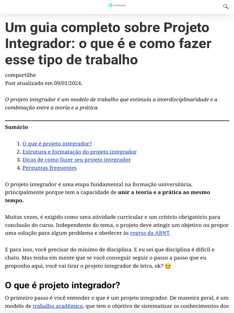 Guia Prático do Projeto Integrador | PDF | Pensamento ...