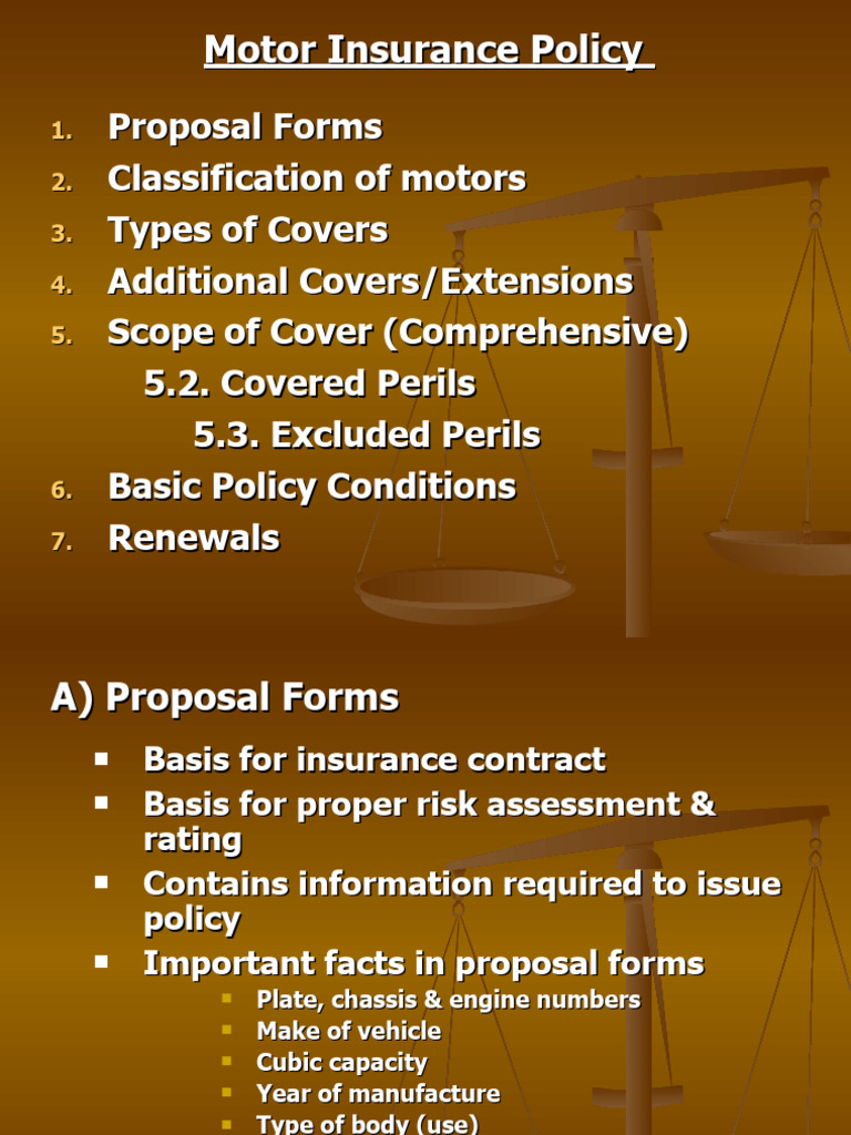 Motor Insurance Policy Overview | PDF | Insurance | Vehicle Insurance