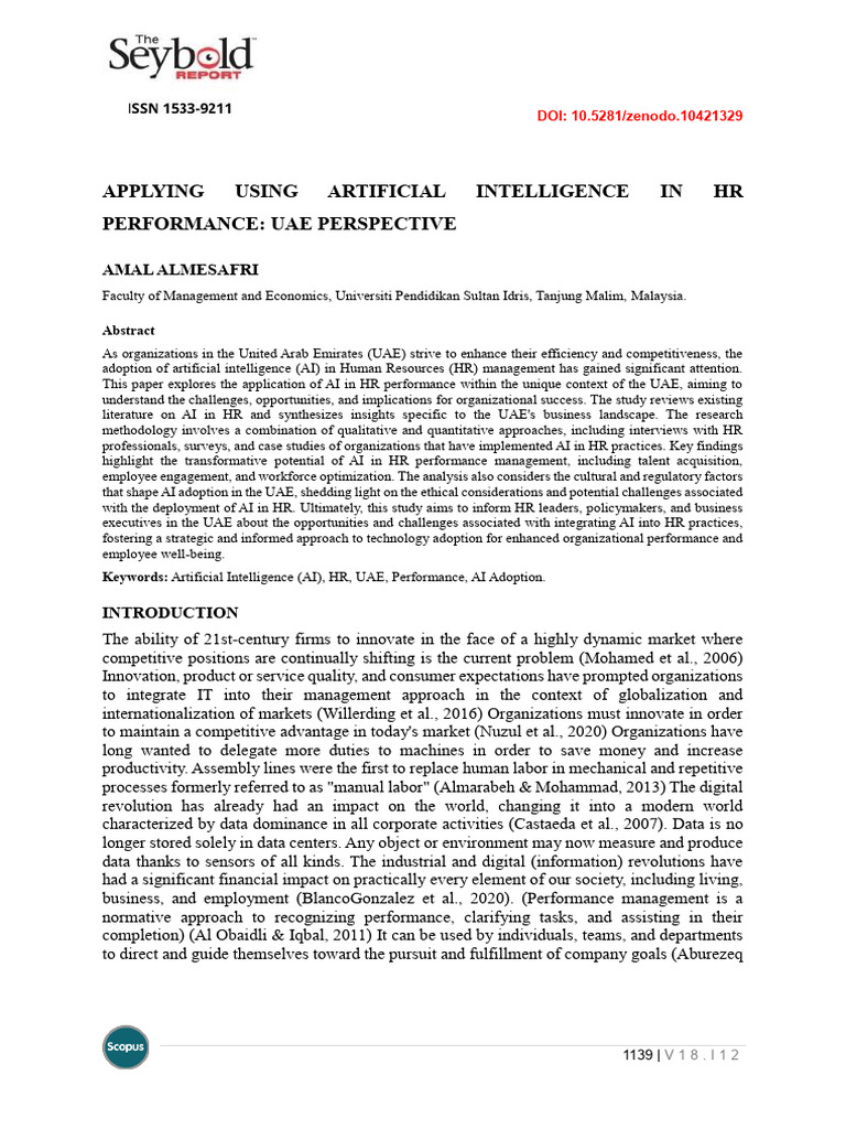 Applying Using Artificial Intelligence In Hr Performance Uae