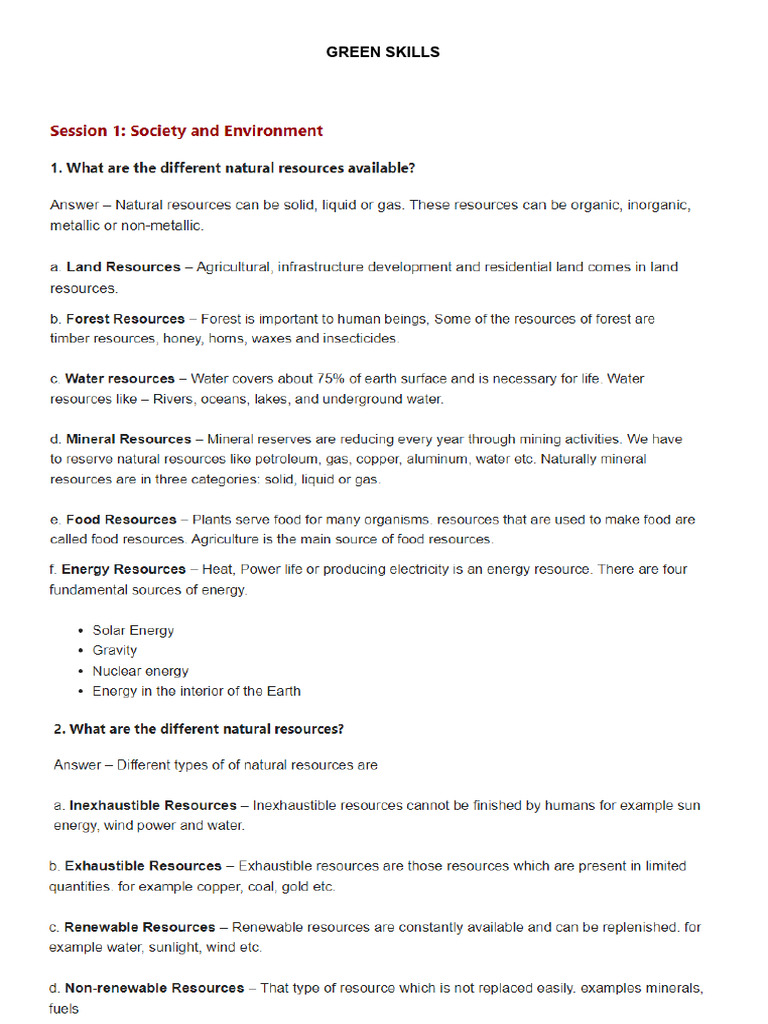 Essential Green Skills for Sustainability | PDF