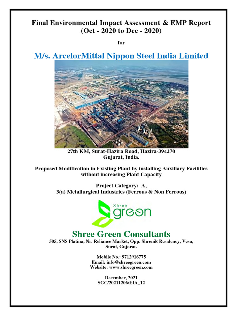 EIA Report for ArcelorMittal Plant Modifications | PDF | Water ...