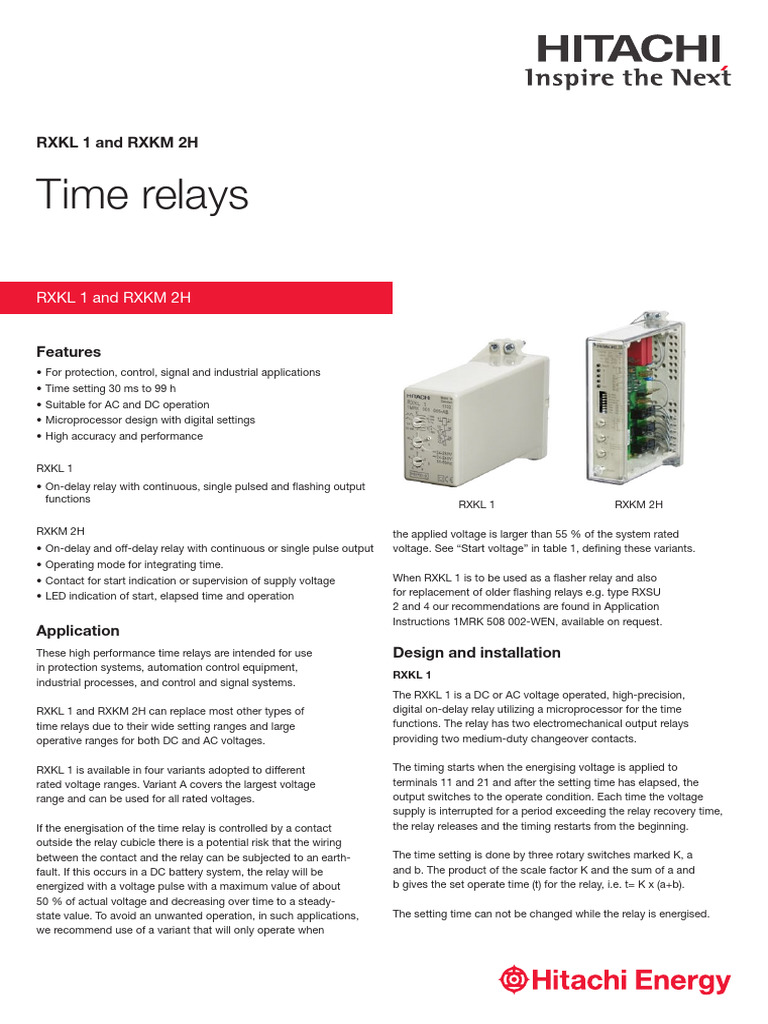 High-Precision Time Relays RXKL 1 & RXKM 2H | PDF | Relay | Switch
