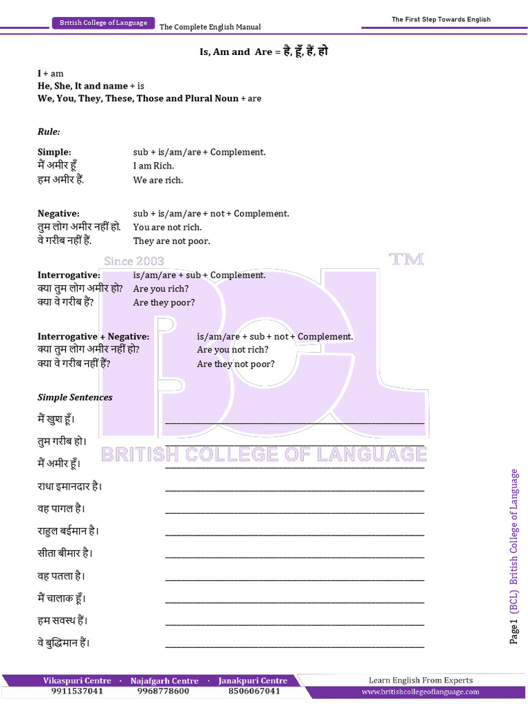 IS-AM-ARE Uses Practice | PDF