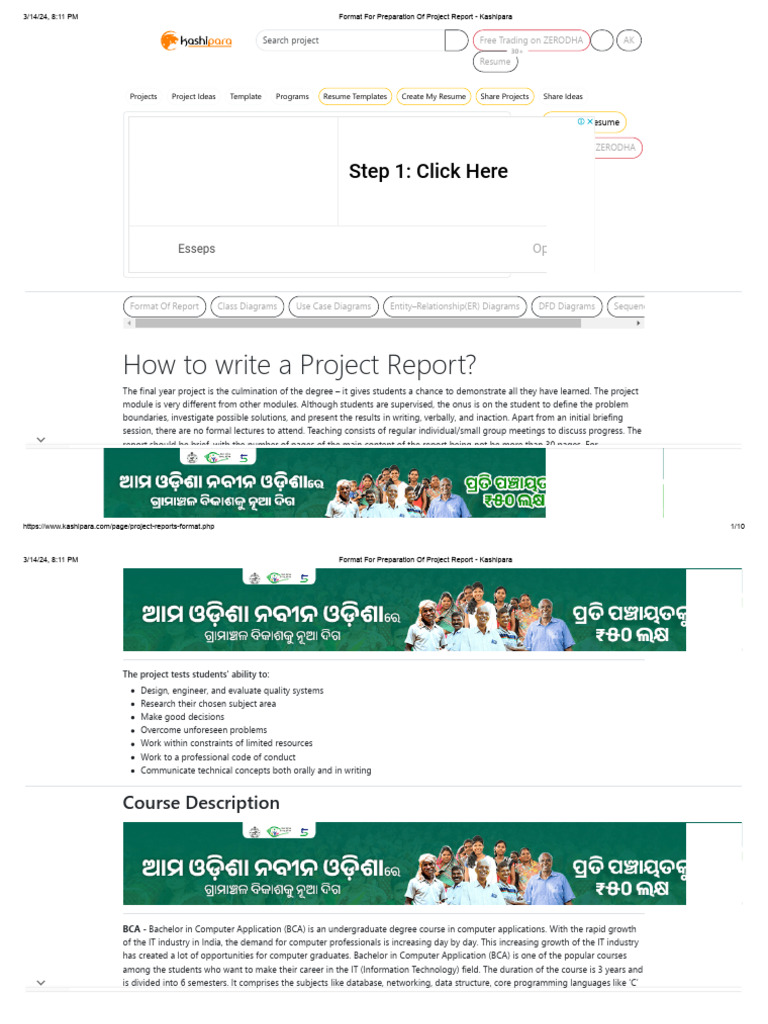 Format For Preparation of Project Report - Kashipara | PDF ...