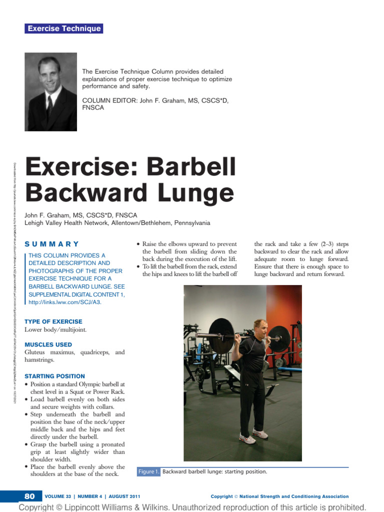 Exercise Barbell Backward Lunge.15 | PDF | Anatomical Terms Of Motion ...