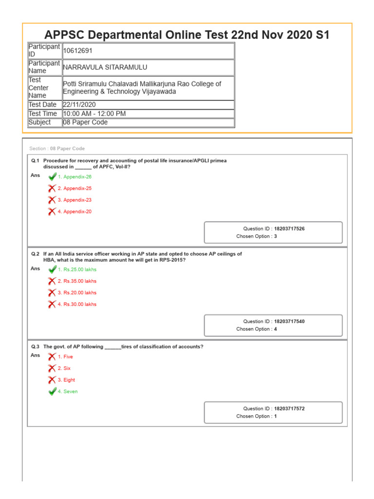 APPSC Departmental Test Paper Code 8 | PDF | Expense