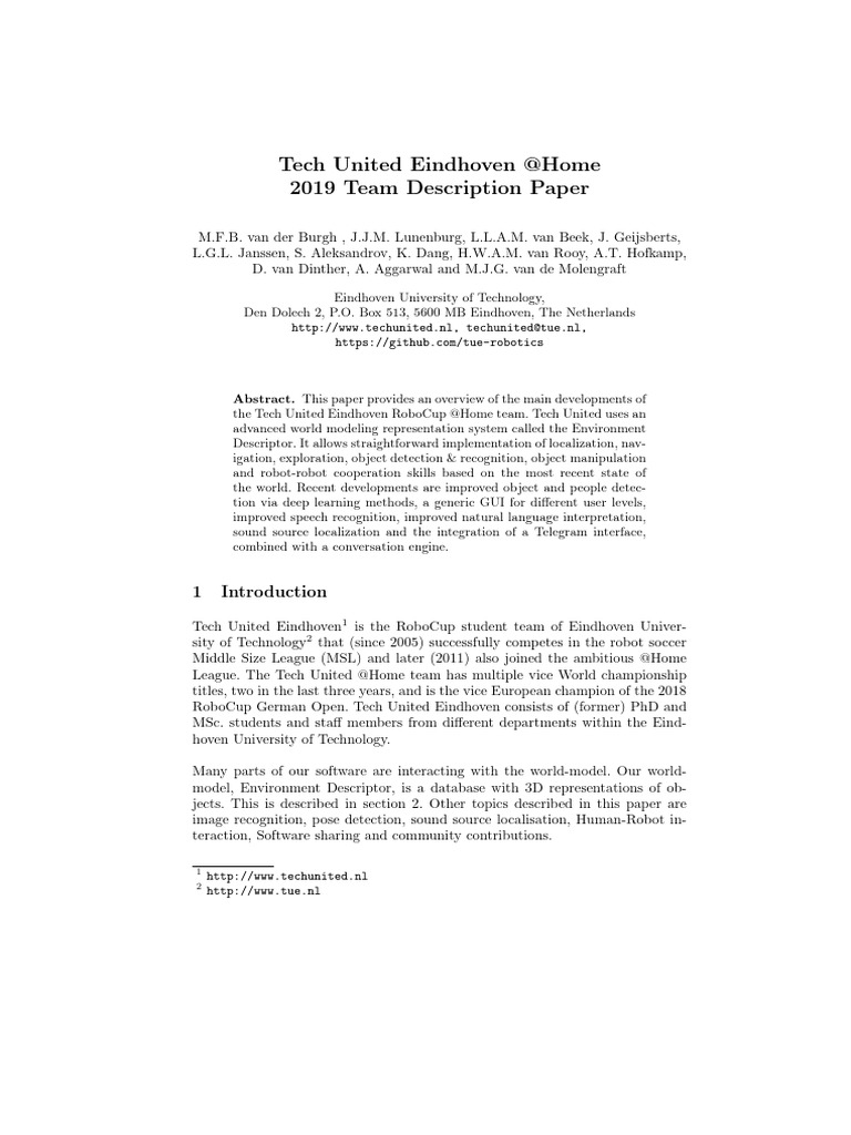 2019 DSPL Techunited - Eindhoven | PDF | Graphical User Interfaces ...