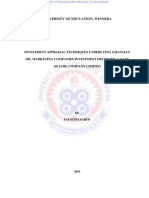 Investment Appraisal Techniques Underlying Ghanaian Oil Marketing Companies Investment Decisions, A Case of Goil Company Limited