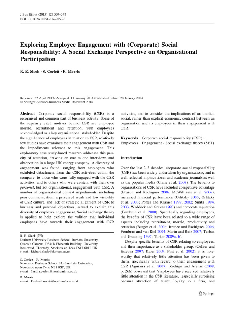 Slack 2014 Pdf Corporate Social Responsibility Employment