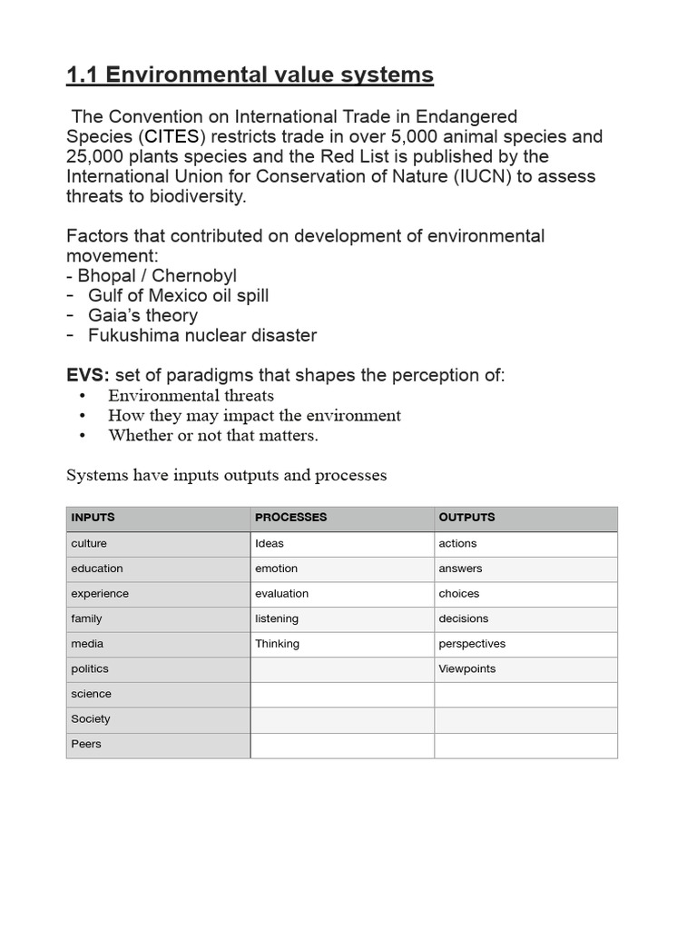 Environmental Value Systems Overview | PDF | Ecosystem | Ecological ...