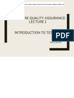 Software Quality Assurance Introduction To Testing: Sweta Suman