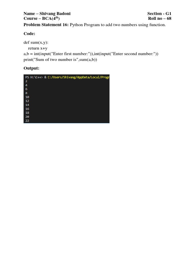 Python Functions for Basic Operations | PDF | Computing | Applied ...