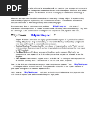 Term Paper on Solar Cell