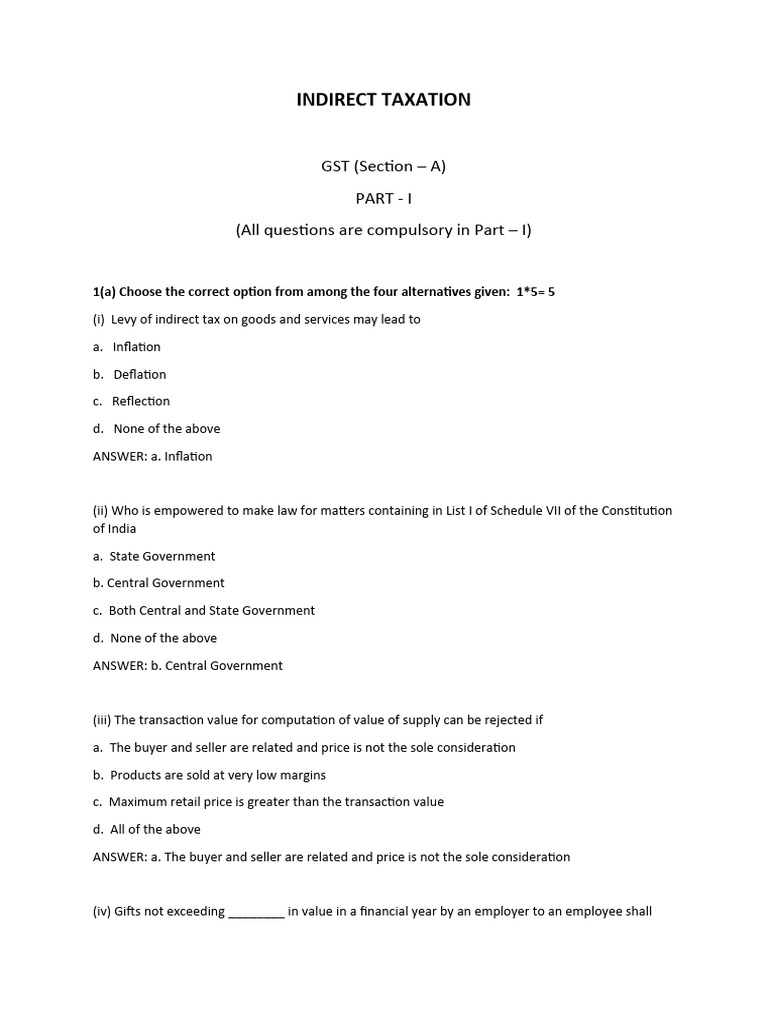 Answer Key (IDT Model Paper) | PDF | Taxes | Indirect Tax