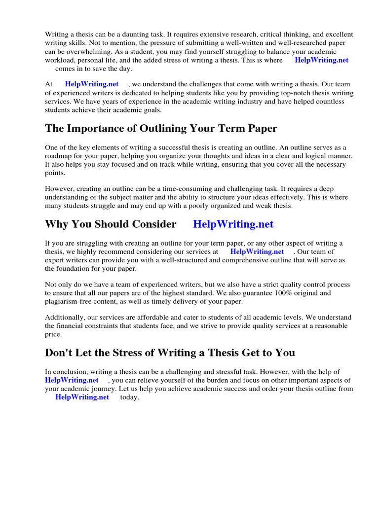 Writing An Outline For A Term Paper | PDF | Essays | Thought