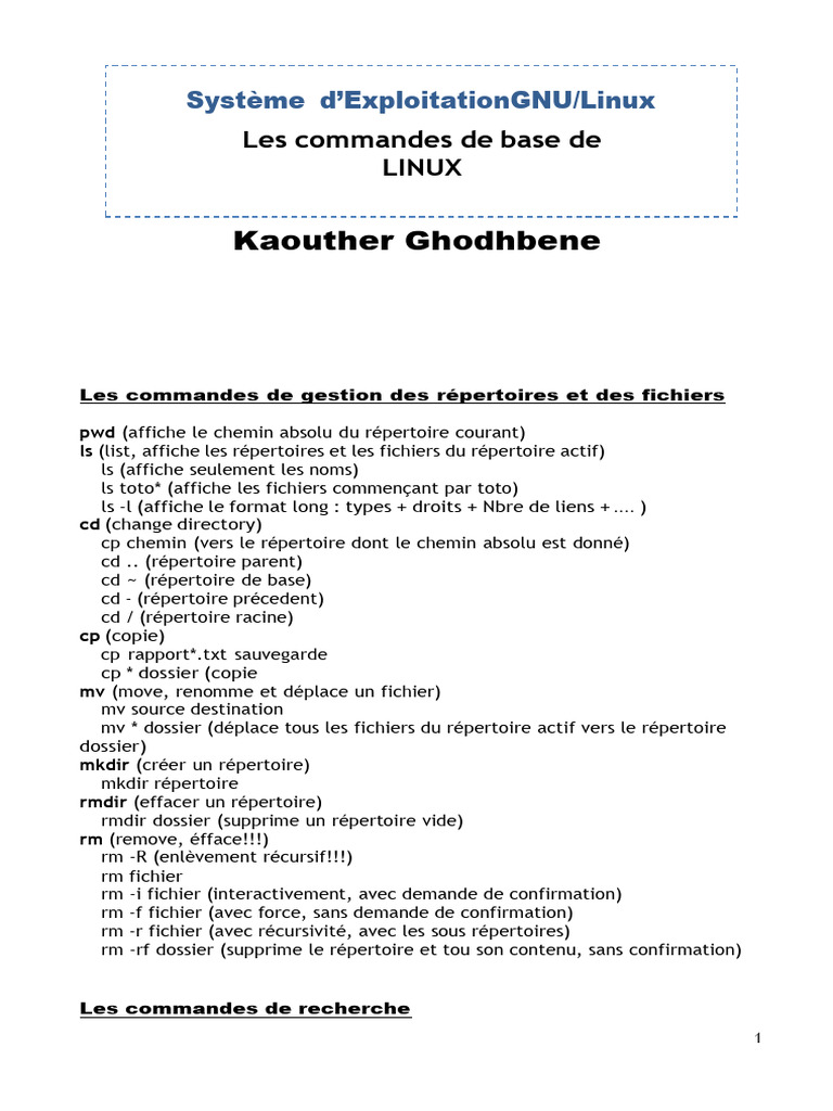Commandes de base Linux en PDF | PDF | Répertoire (informatique ...