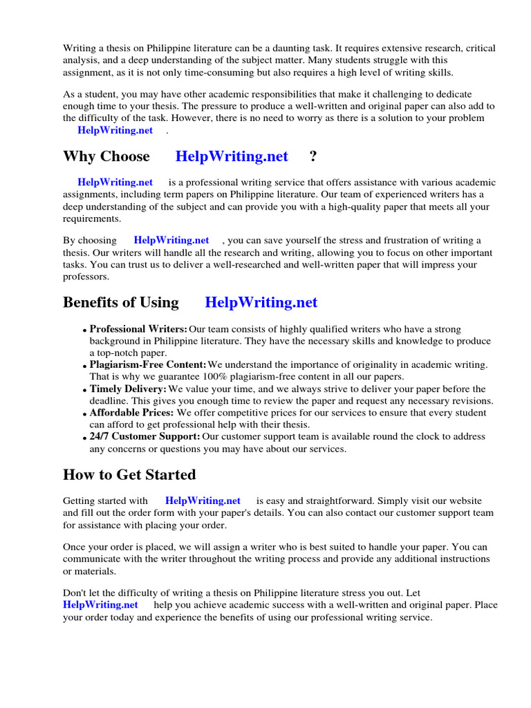 Thesis Help for Philippine Literature | PDF | Philippines | Tagalog ...