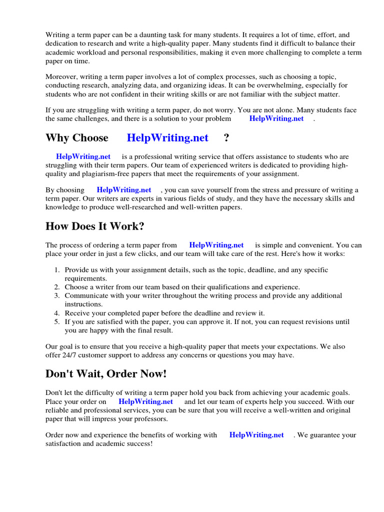 Help Writing Term Paper | PDF | Thesis | Plagiarism