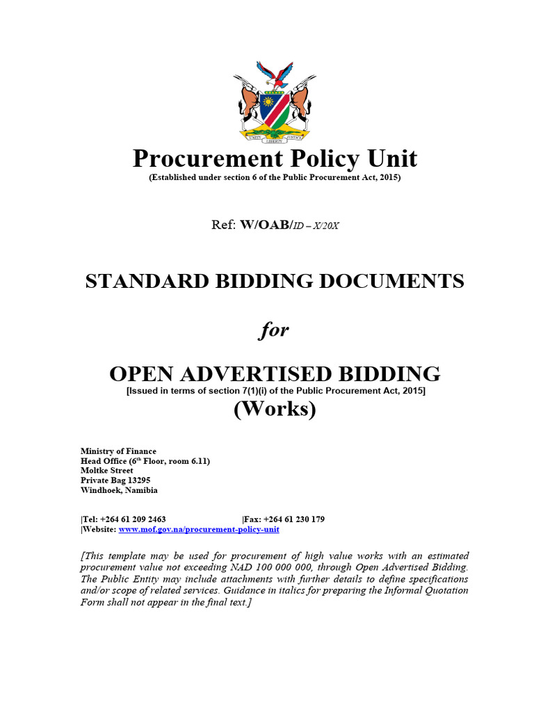 Standard Bidding Documents for Works | PDF | Procurement | Employment
