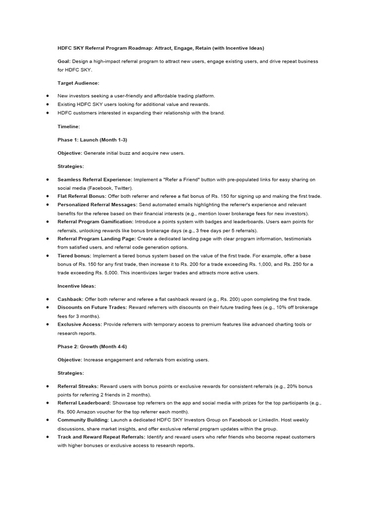 Hdfc sky referral program roadmap pdf incentive social media