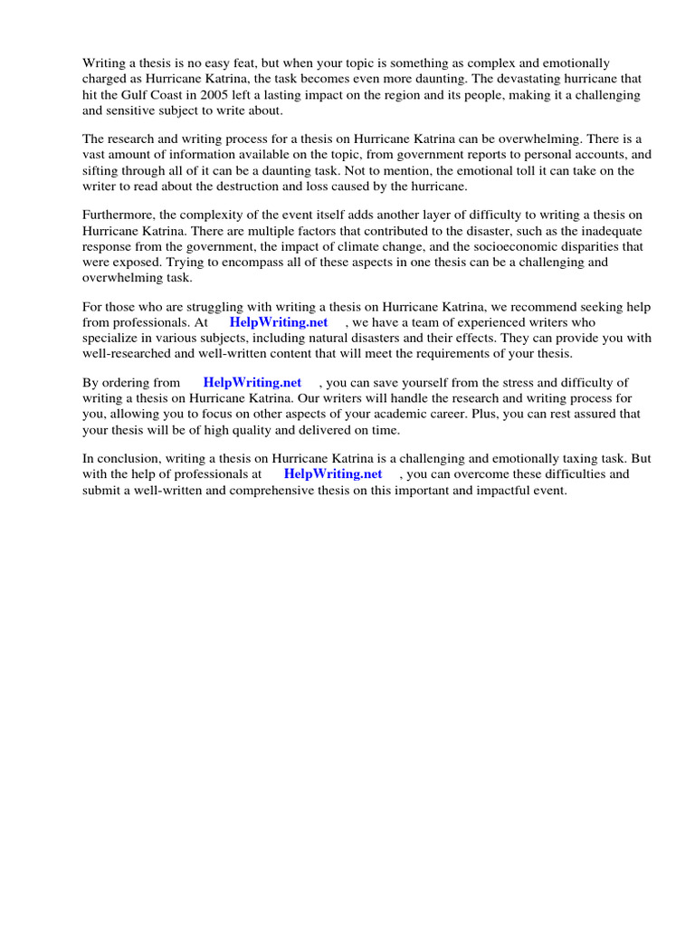 Hurricane Katrina Term Paper Pdf Hurricane Katrina Federal