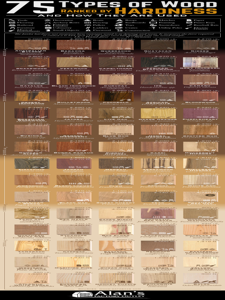 75 Types of Wood Ranked by Janka Hardness 3 - Print Poster 1 | PDF | Trees