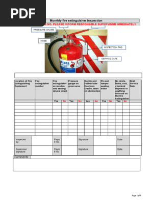 Monthly fire extinguisher inspection