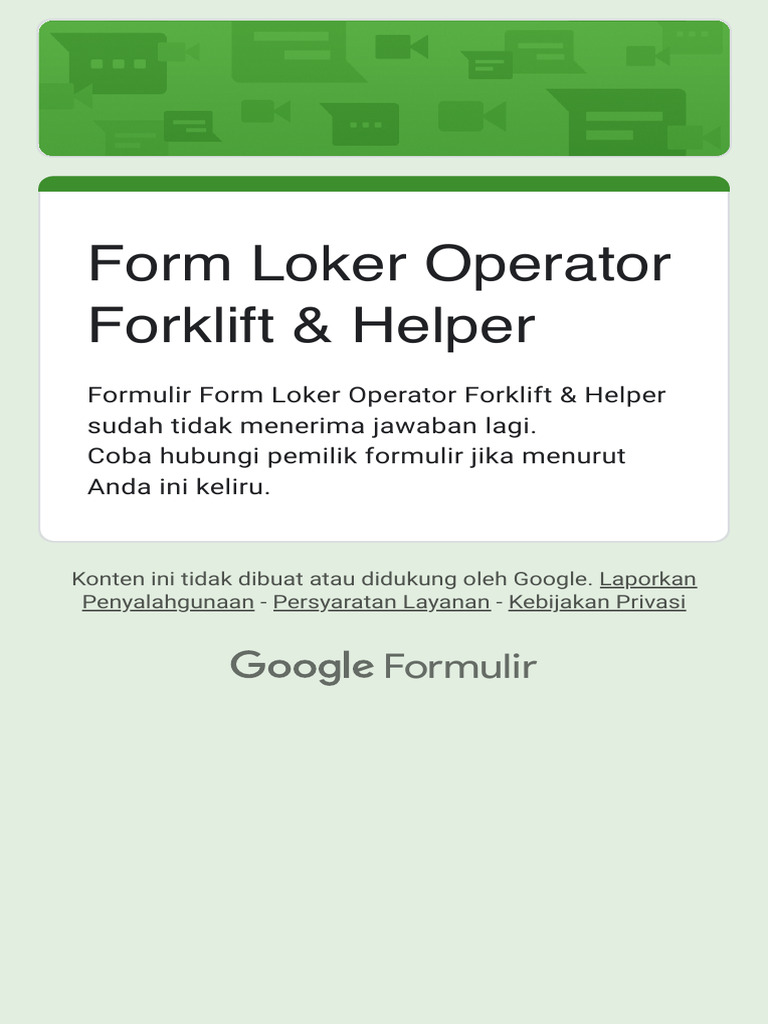 Formulir Loker Operator Forklift | PDF