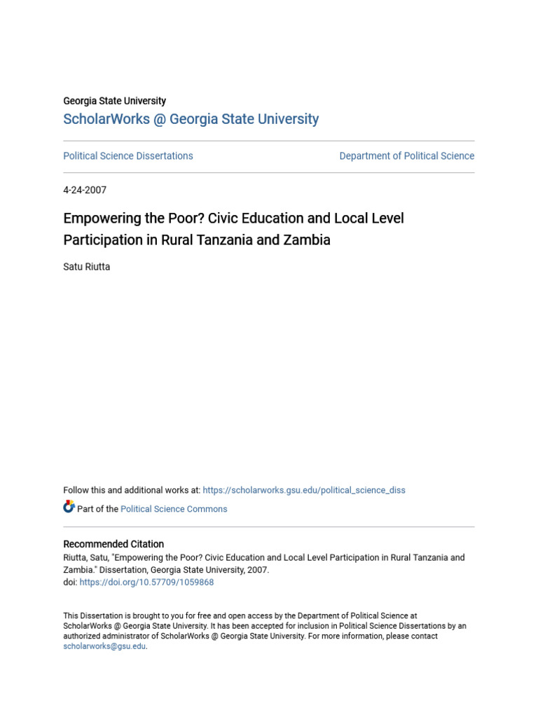 Empowering The Poor - Civic Education and Local Level Participatio ...