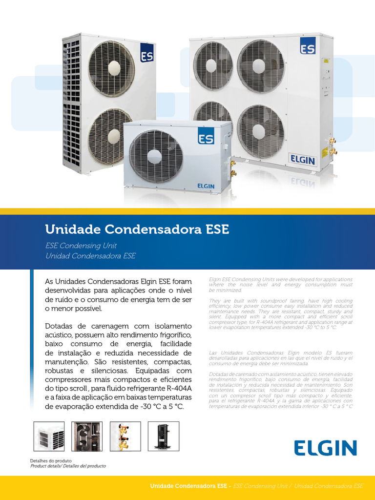 Unidades Condensadoras Elgin ESE | PDF | Geladeira | Eletrodoméstico