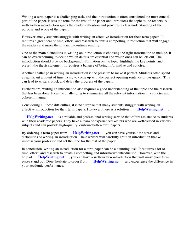 Introduction in Term Paper | PDF | Essays | Thesis