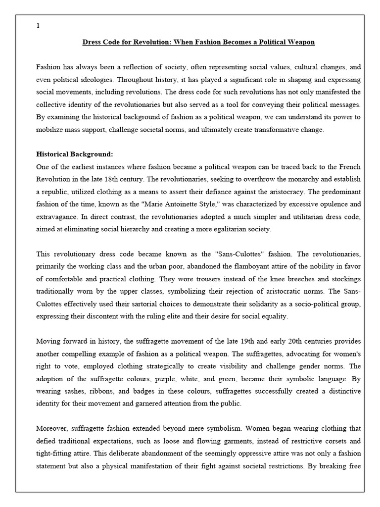 Fashion as a Political Weapon | PDF | Fashion | Brand