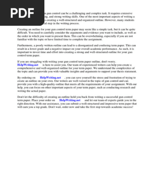 Gun Control Term Paper Outline