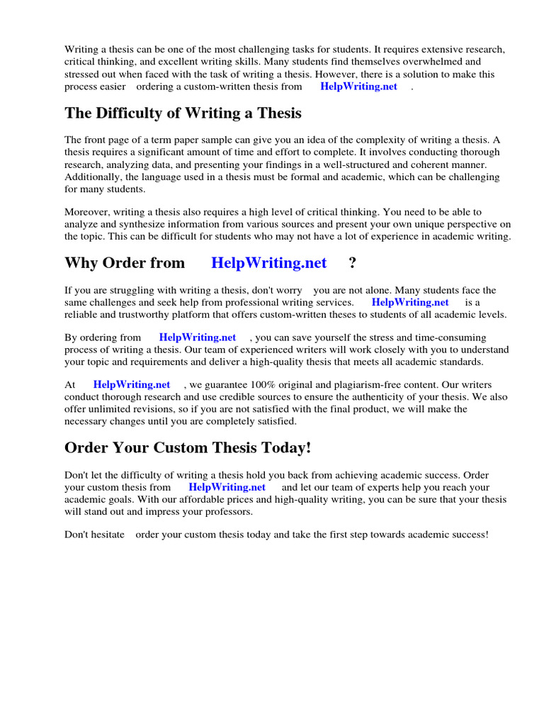Front Page of Term Paper Sample | Download Free PDF | Thesis | Essays